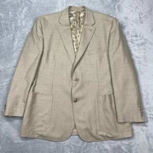 D'Agostino Blazer Jacket Men 45R Beige Paisley Lined Notch Lapel Single breasted
